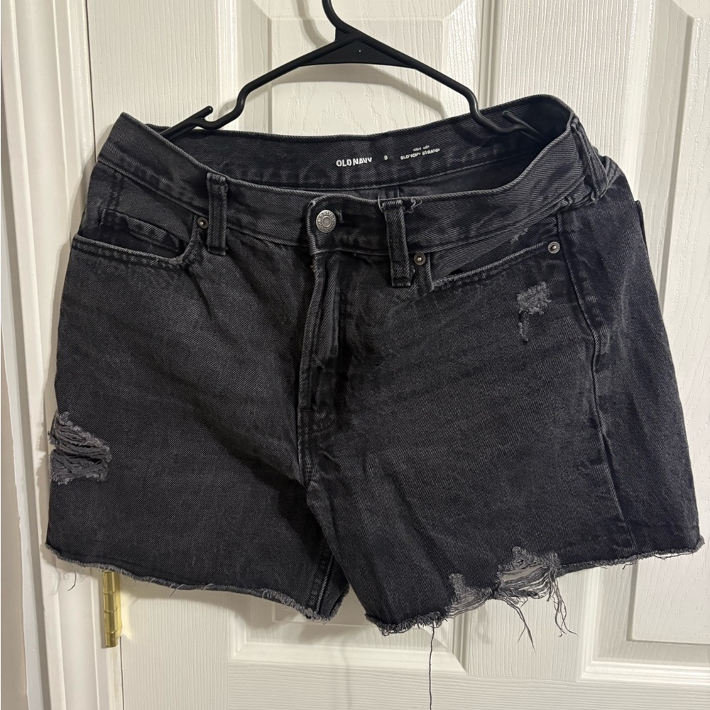 Old Navy Women's Distressed Black Jean Shorts